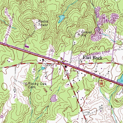 Topographic Map of Flat Rock, VA