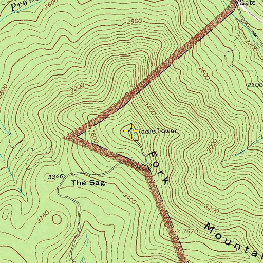 Topographic Map of Fork Mountain, VA