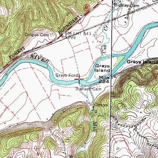 Topographic Map of Grays Ford, VA