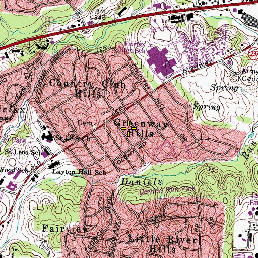 Topographic Map of Greenway Hills, VA