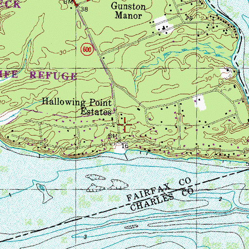 Topographic Map of Hallowing Point Estates, VA