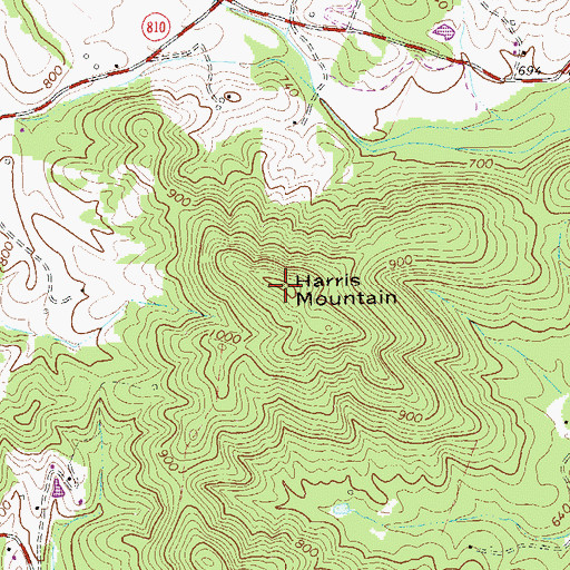 Topographic Map of Harris Mountain, VA