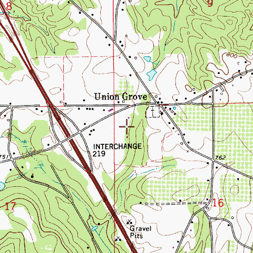 Topographic Map of Peach Queen Camp, AL