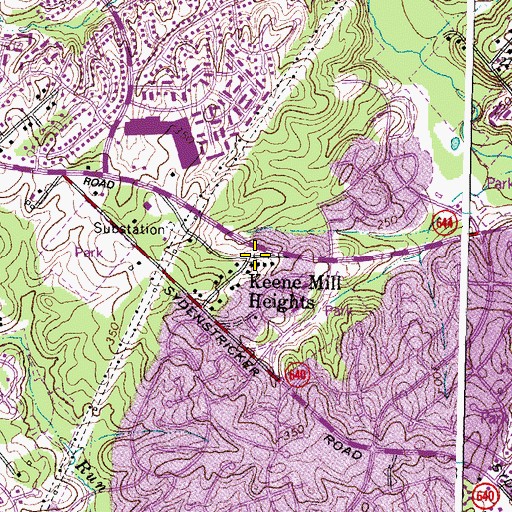 Topographic Map of Keene Mill Heights, VA