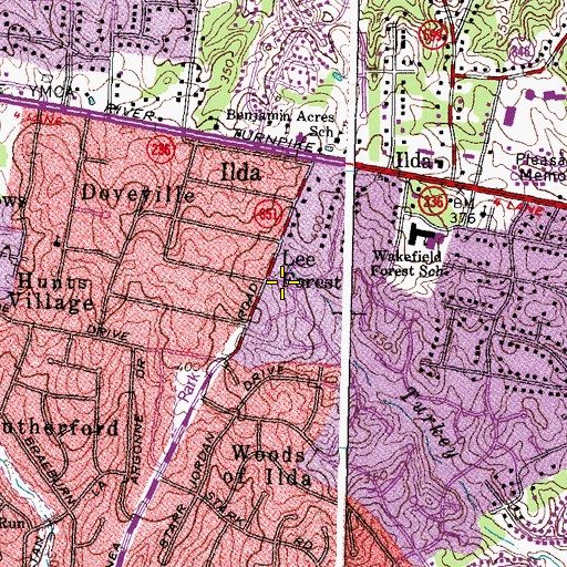 Topographic Map of Lee Forest, VA