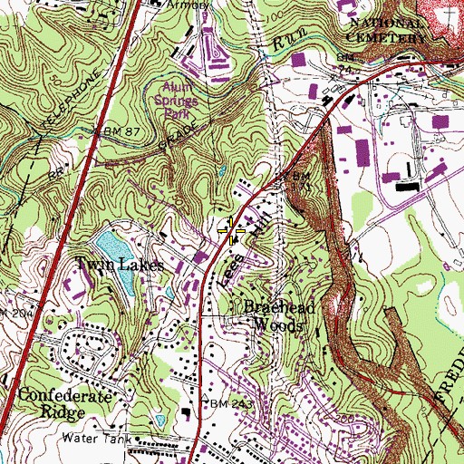 Topographic Map of Lees Hill, VA