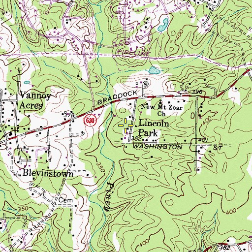 Topographic Map of Lincoln Park, VA