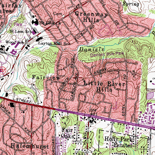 Topographic Map of Little River Hills, VA