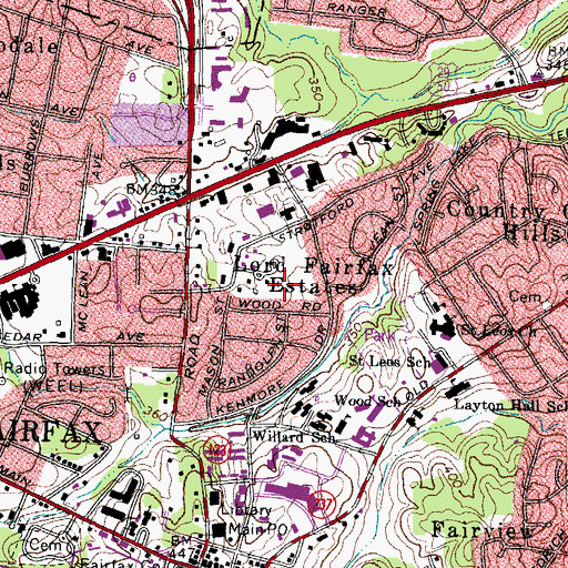 Topographic Map of Lord Fairfax Estates, VA