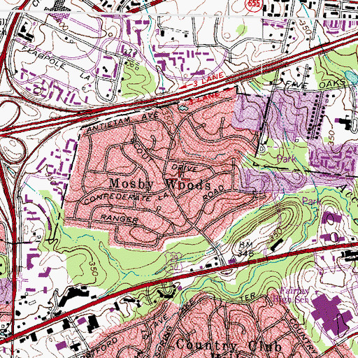 Topographic Map of Mosby Woods, VA