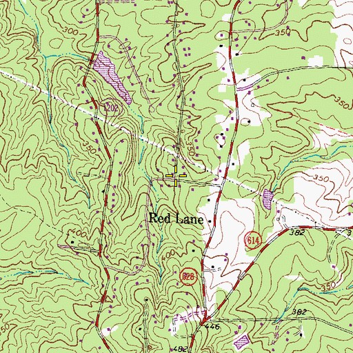 Topographic Map of Red Lane, VA