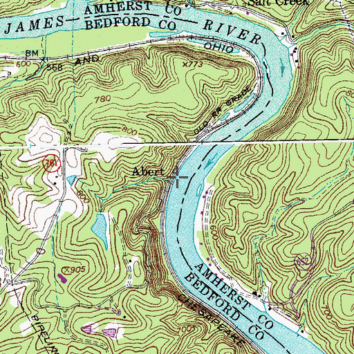 Topographic Map of Abert, VA