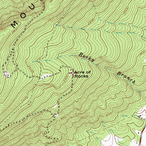 Topographic Map of Acre of Rocks, VA