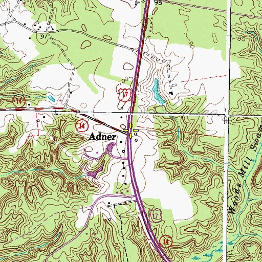 Topographic Map of Adner, VA