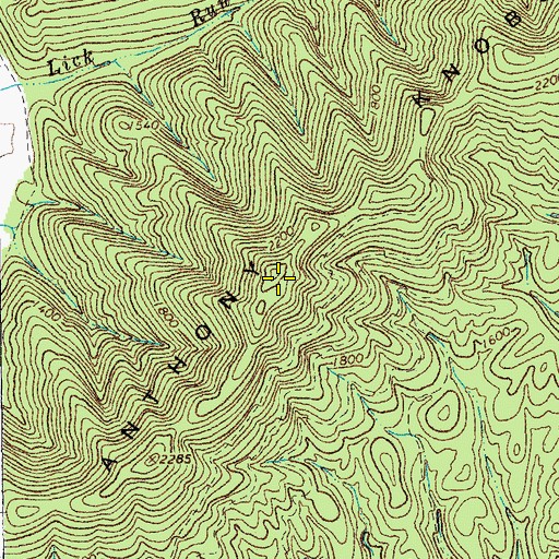 Topographic Map of Anthony Knobs, VA