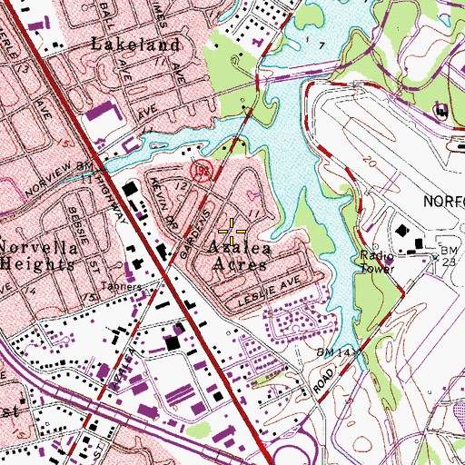 Topographic Map of Azalea Acres, VA