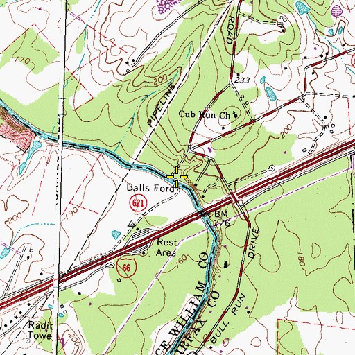Topographic Map of Balls Ford, VA