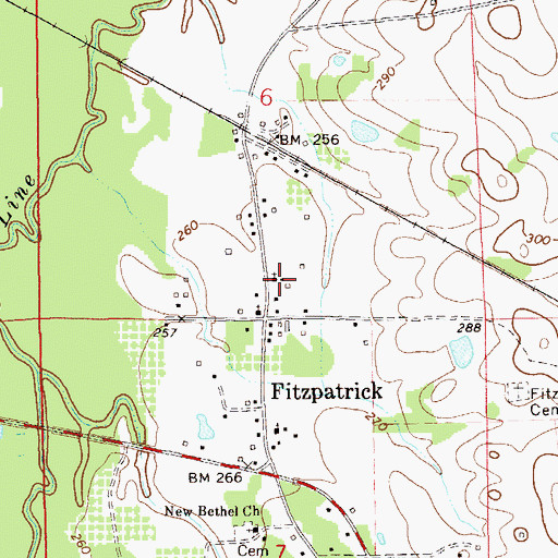 Topographic Map of Fitzpatrick Church, AL
