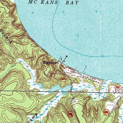 Topographic Map of Bayport, VA