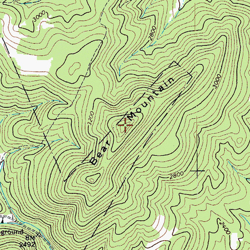 Topographic Map of Bear Mountain, VA