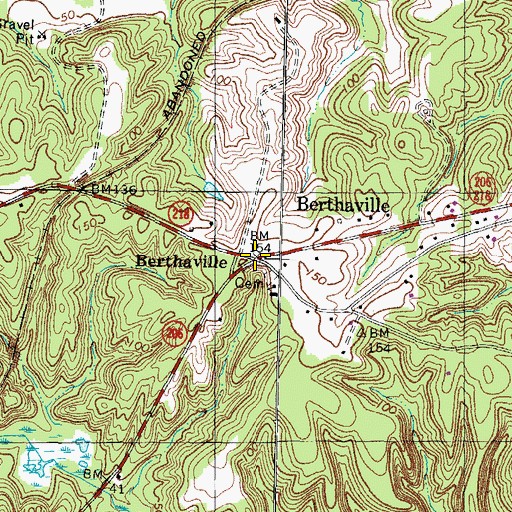 Topographic Map of Berthaville, VA