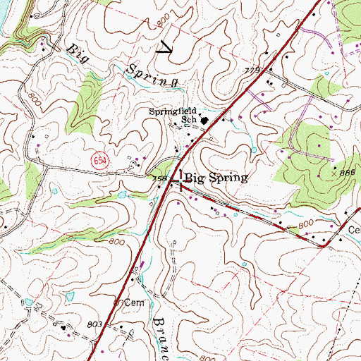 Topographic Map of Big Spring, VA