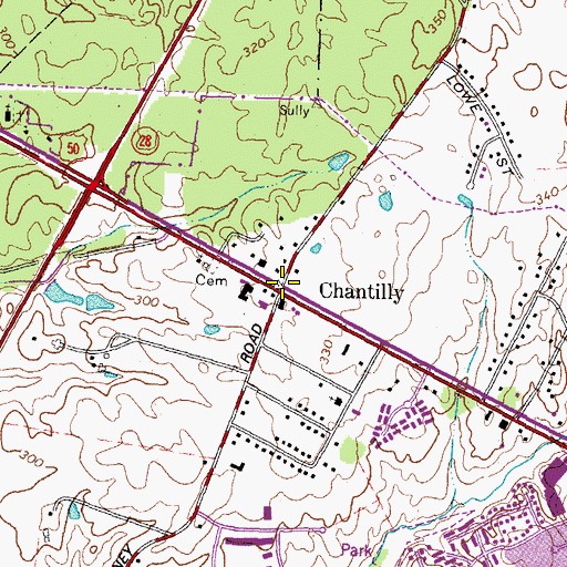 Topographic Map of Chantilly, VA