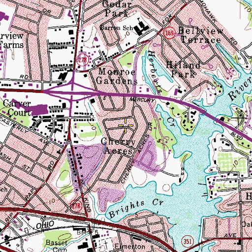 Topographic Map of Cherry Acres, VA