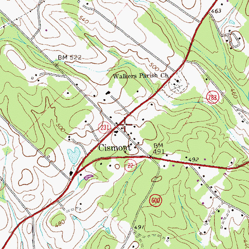 Topographic Map of Cismont, VA