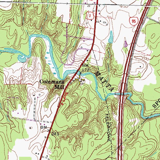 Topographic Map of Colemans Mill, VA
