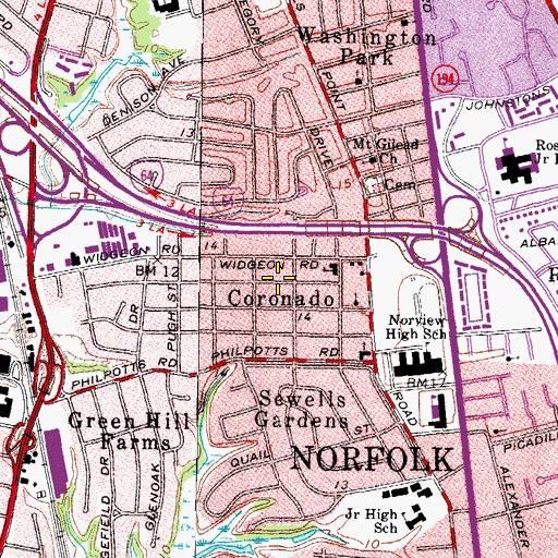 Topographic Map of Coronado, VA