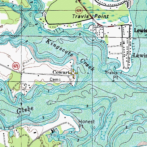 Topographic Map of Cowart, VA