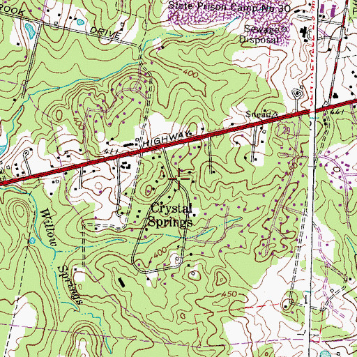 Topographic Map of Crystal Springs, VA