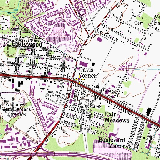 Topographic Map of Davis Corner, VA