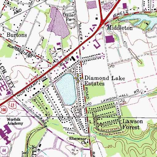 Topographic Map of Diamond Lake Estates, VA