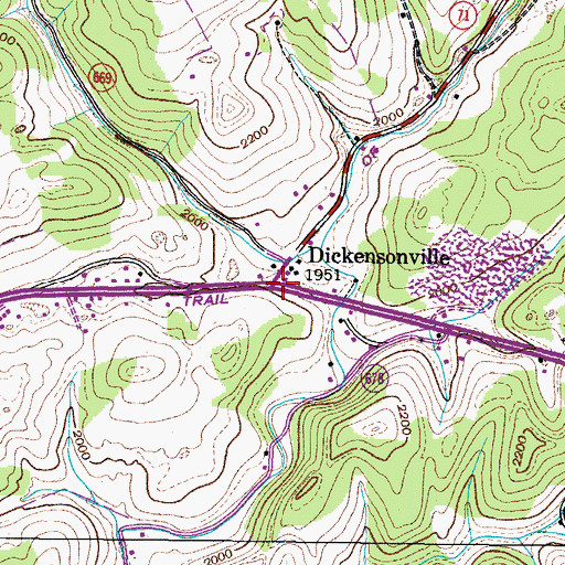 Topographic Map of Dickensonville, VA