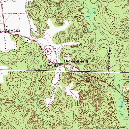 Topographic Map of Dickeys Hill, VA
