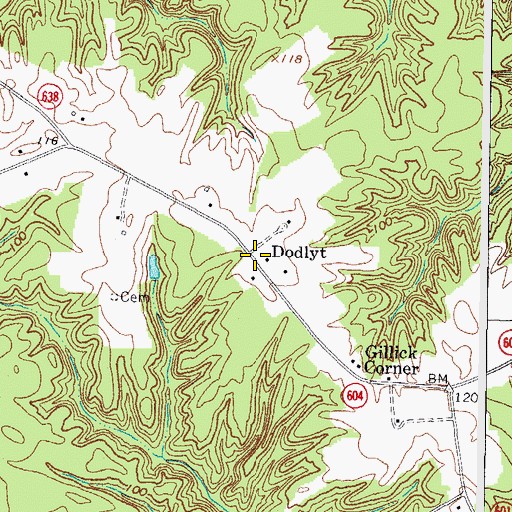 Topographic Map of Dodlyt, VA