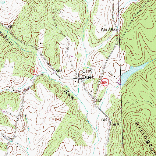 Topographic Map of Duet, VA