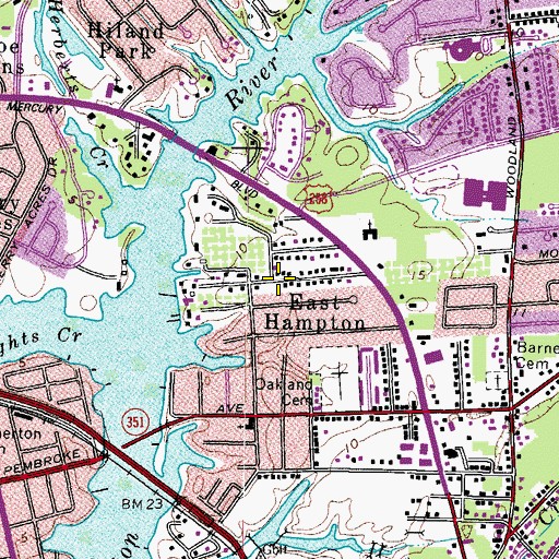 Topographic Map of East Hampton, VA