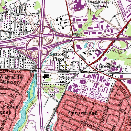 Topographic Map of Easton Place, VA