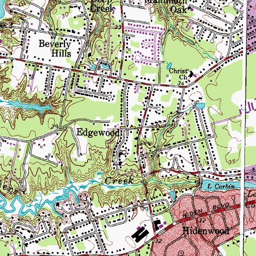 Topographic Map of Edgewood, VA