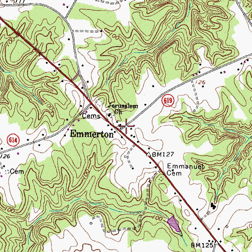 Topographic Map of Emmerton, VA