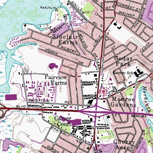 Topographic Map of Fairview Farms, VA