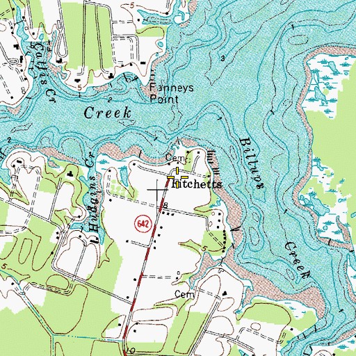 Topographic Map of Fitchetts, VA