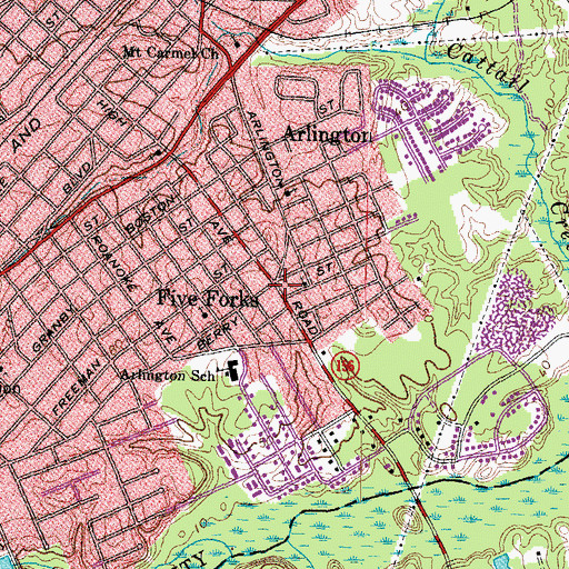 Topographic Map of Five Forks, VA