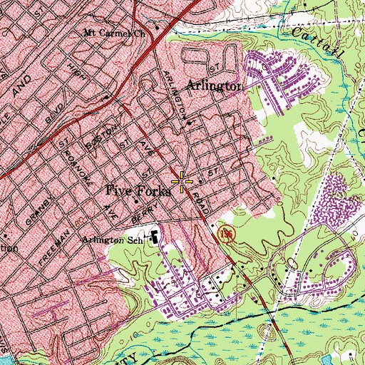 Topographic Map of Five Forks, VA