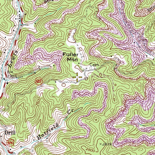 Topographic Map of Fuller Mountain, VA