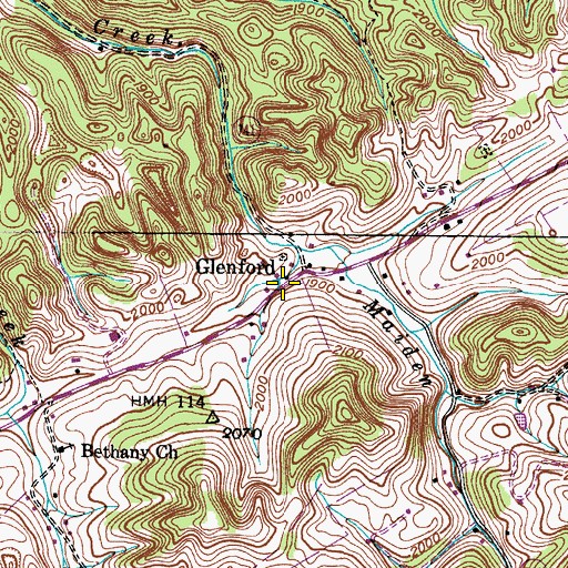 Topographic Map of Glenford, VA