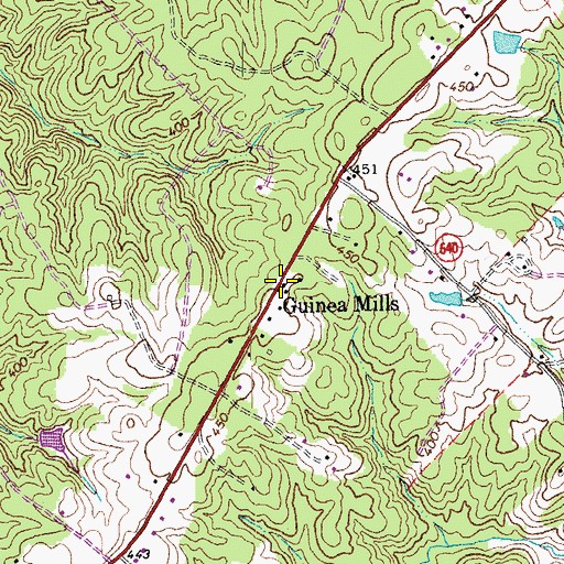 Topographic Map of Guinea Mills, VA